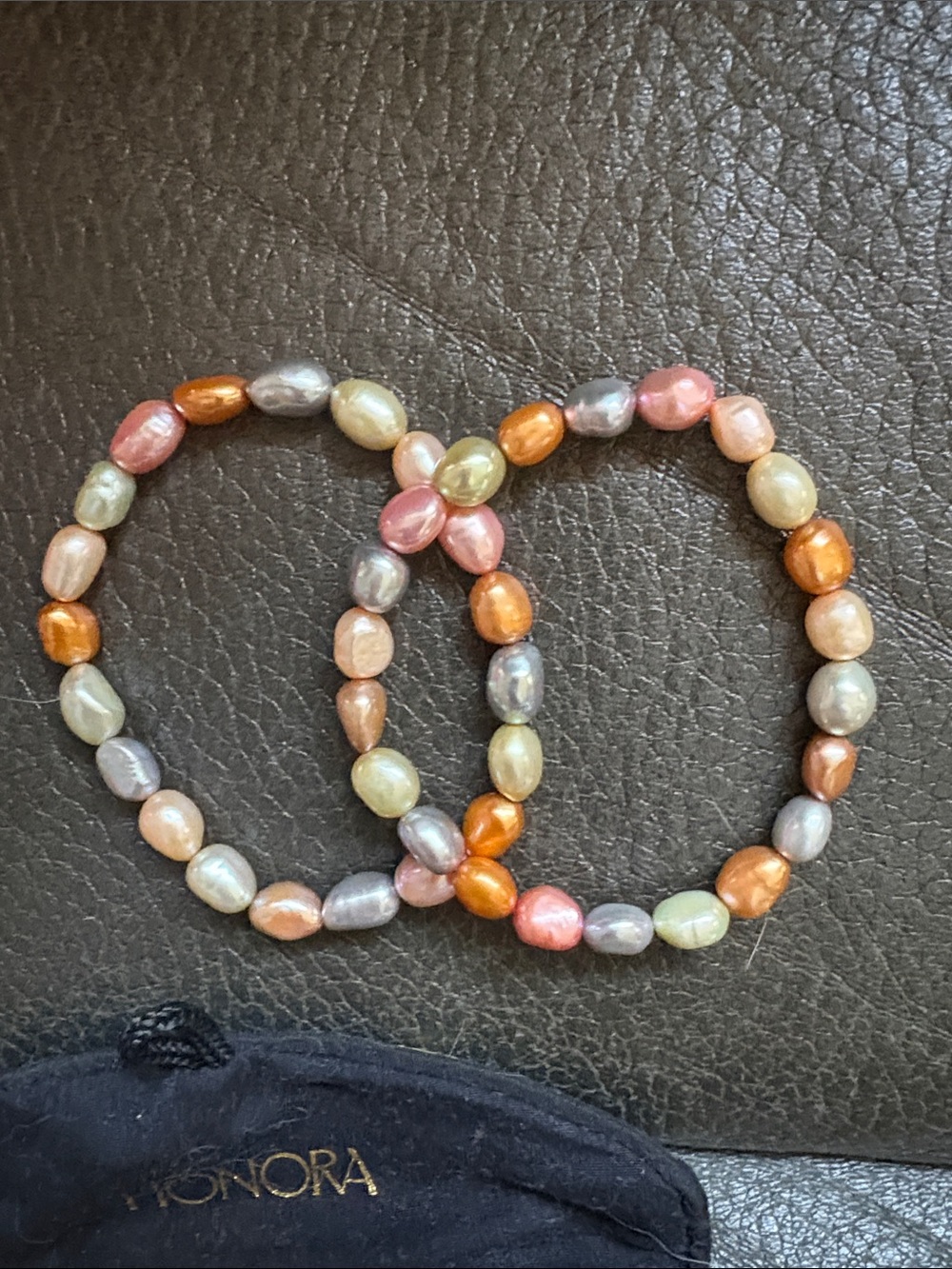 Honora set of two multi color stretch bracelets in cultured pearls